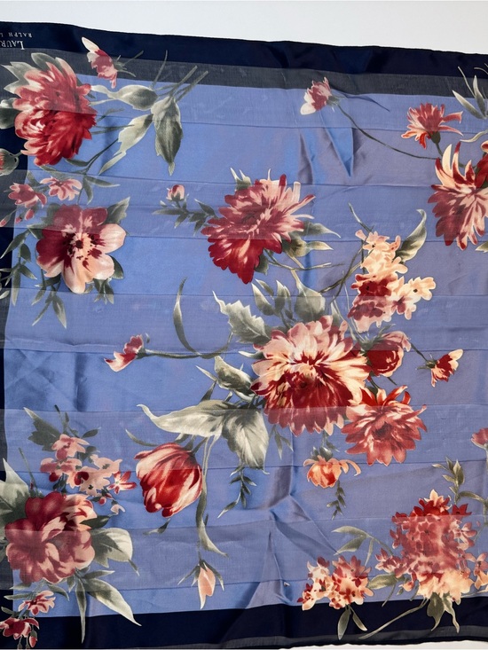 Lauren Ralph Lauren Accessories - Ralph Lauren Silk Floral Scarf Blue Navy Square Vintage Style